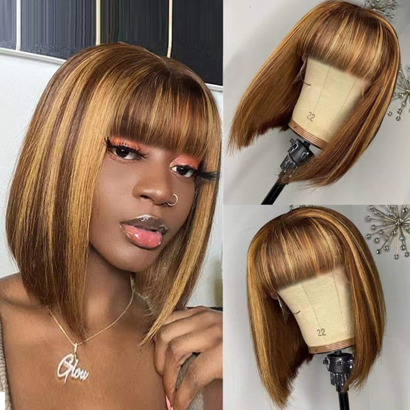 Wig Fiber Net - Perruque courte pour femme avec frange