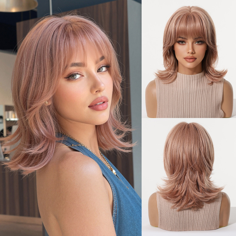 Wig Fiber Net - Perruque pour femme avec frange, boucles